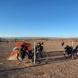 Bike camping in the RV lot