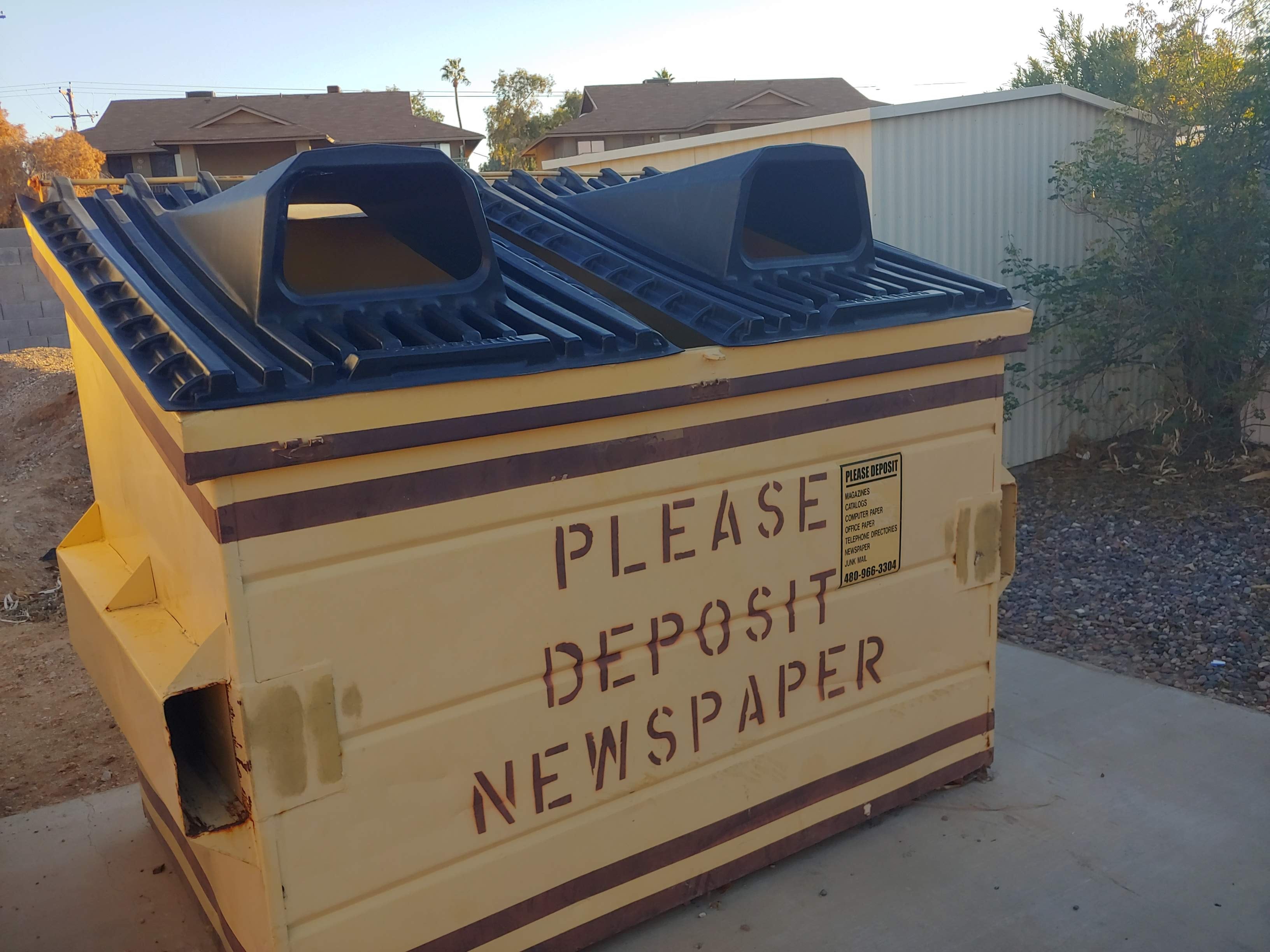 There are a couple of newspaper recycling bins throughout