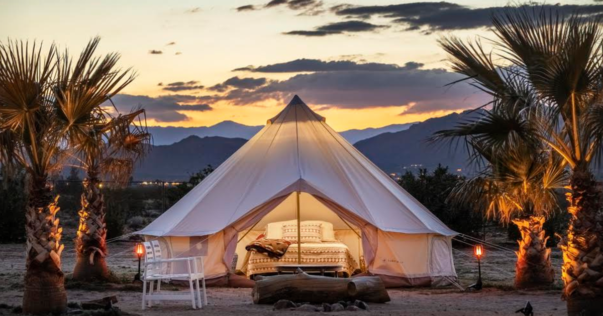 Electric Yurt with Cowboy Pool Camping Joshua Tree, CA