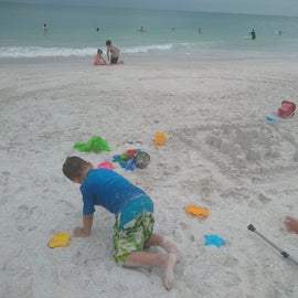 Holmes Beach on Anna Maria Island, about 20-30 minutes away. Our favorite. <3