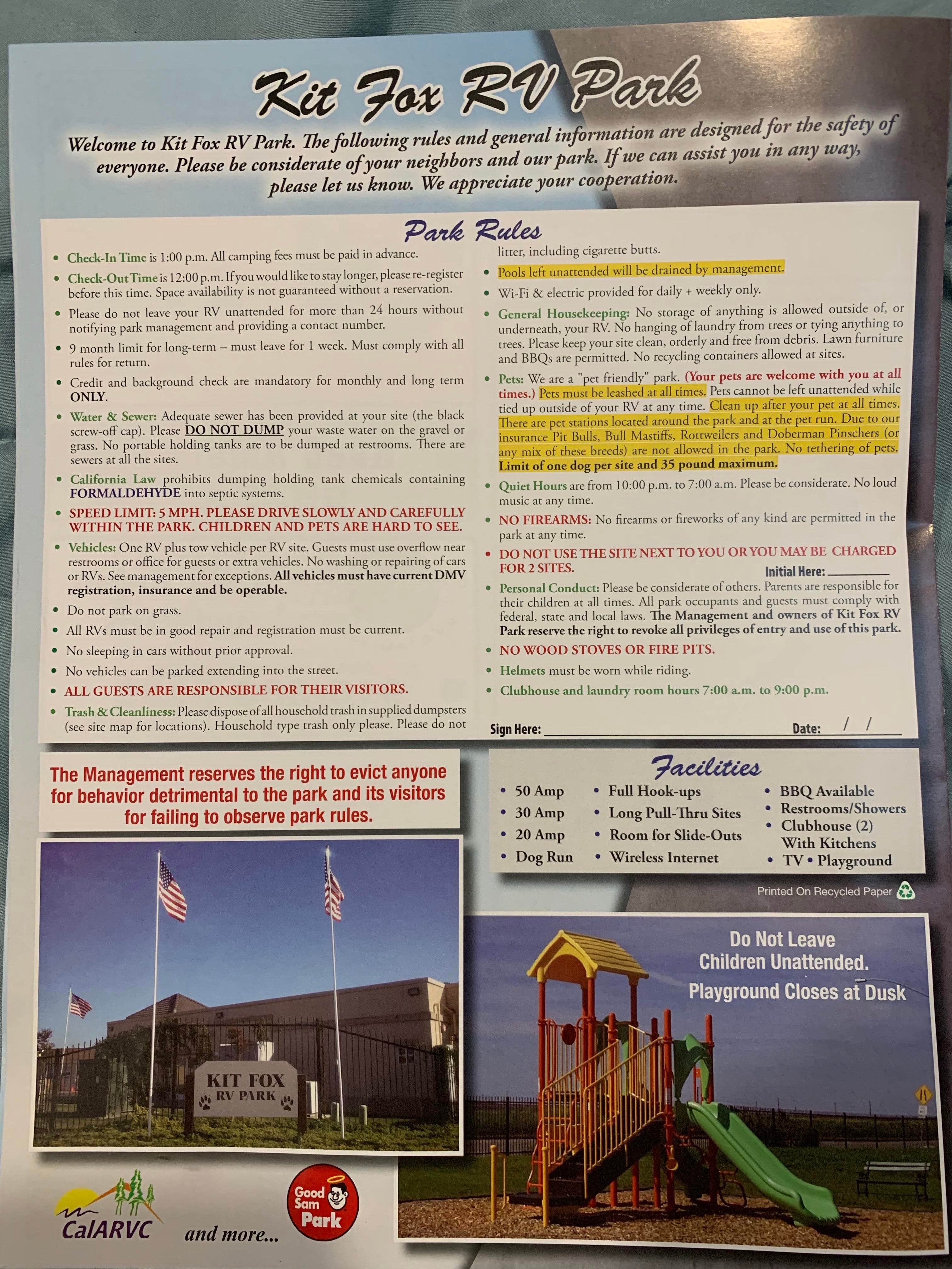 Kit Fox RV Park Patterson, CA