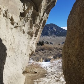 Climbing among the rock structures at City of Rocks National Preserve
