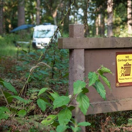 Signage at entrance to last camping area of the loop drive through the Neches Bluff Overlook area.