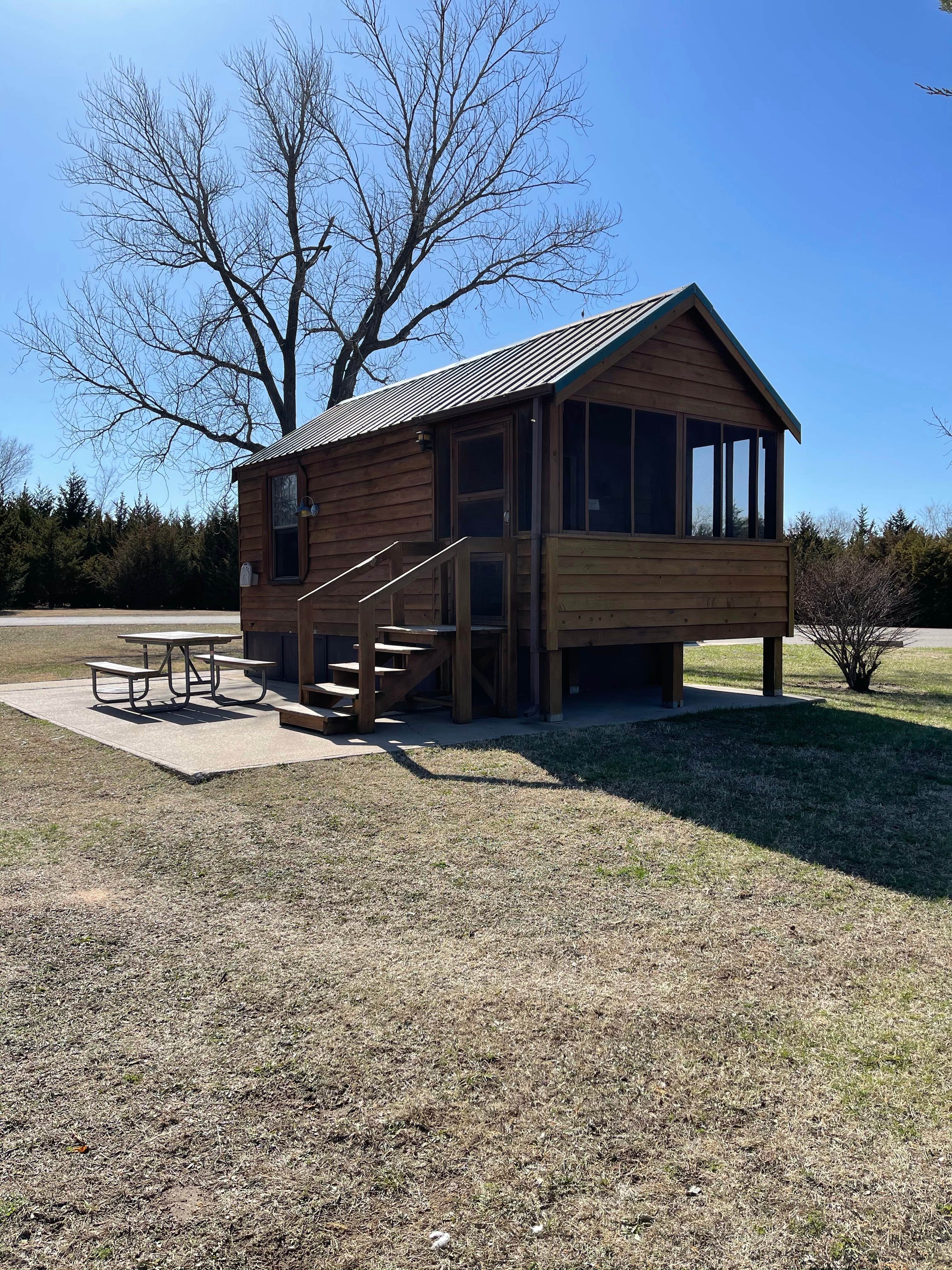 Basil W.'s photo of a cabin at Cheney State Park Smarsh Creek Campground near McPherson, KS
