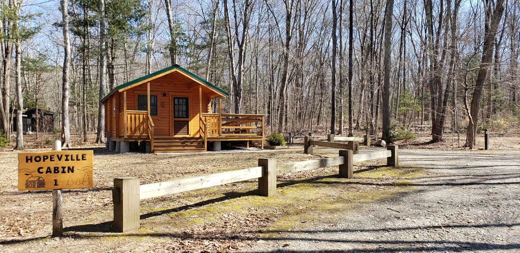 Jean C.'s photo of a cabin at Hopeville Pond State Park Campground near Greenport, NY