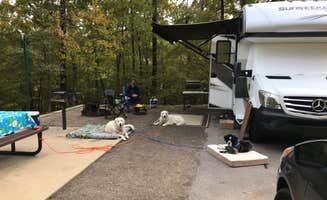 Sue's photo of camping with pets at Lake Fort Smith State Park Campground in Arkansas