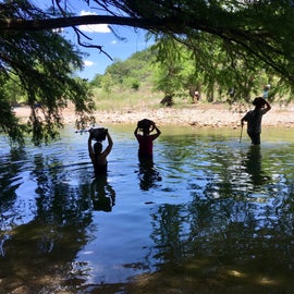 Wading across the Pedernales River