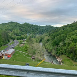 view of campground from the top of the Dam