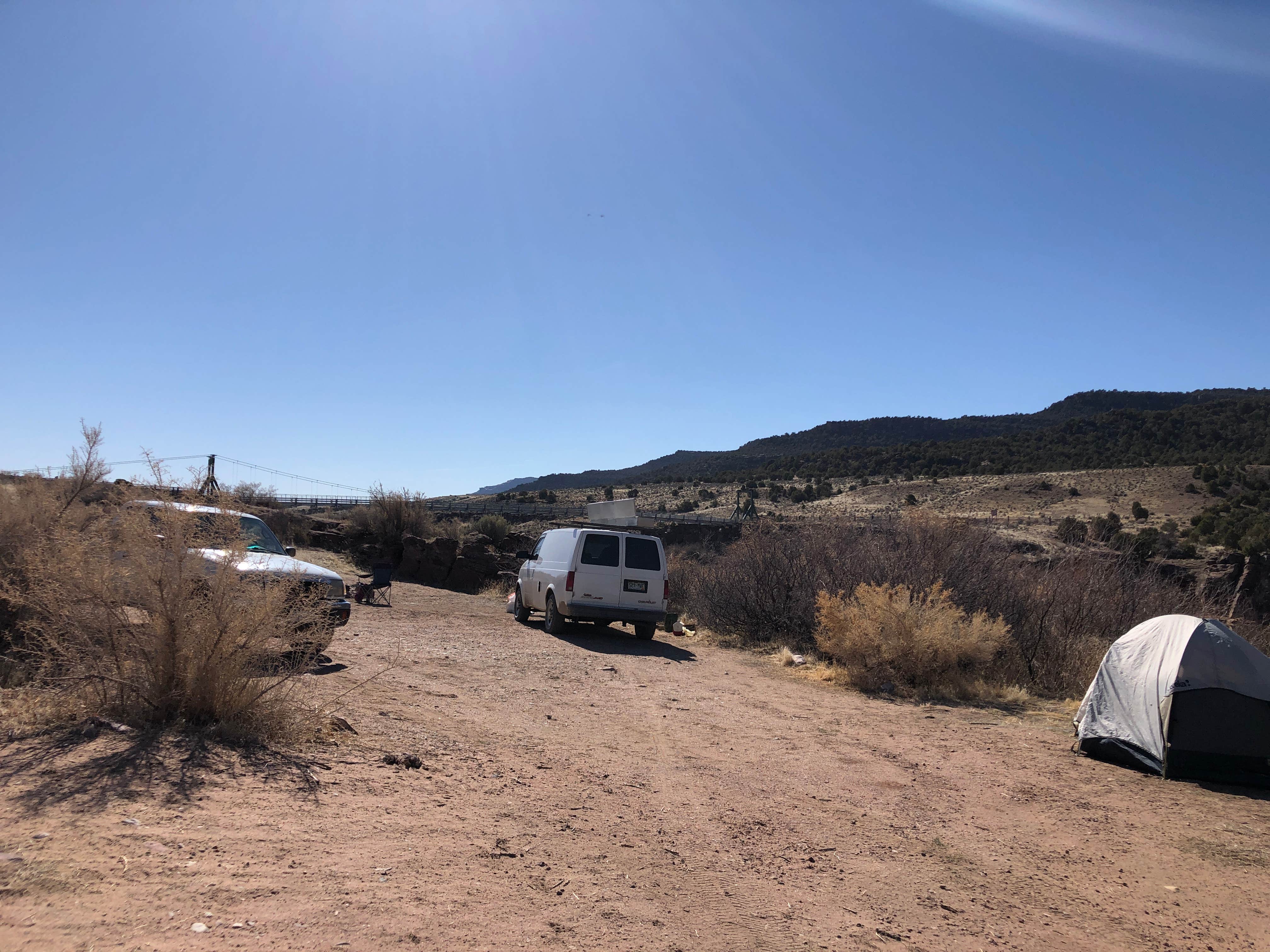 Hayley K.'s photo of tent camping at Swinging Bridge near Dutch John, UT