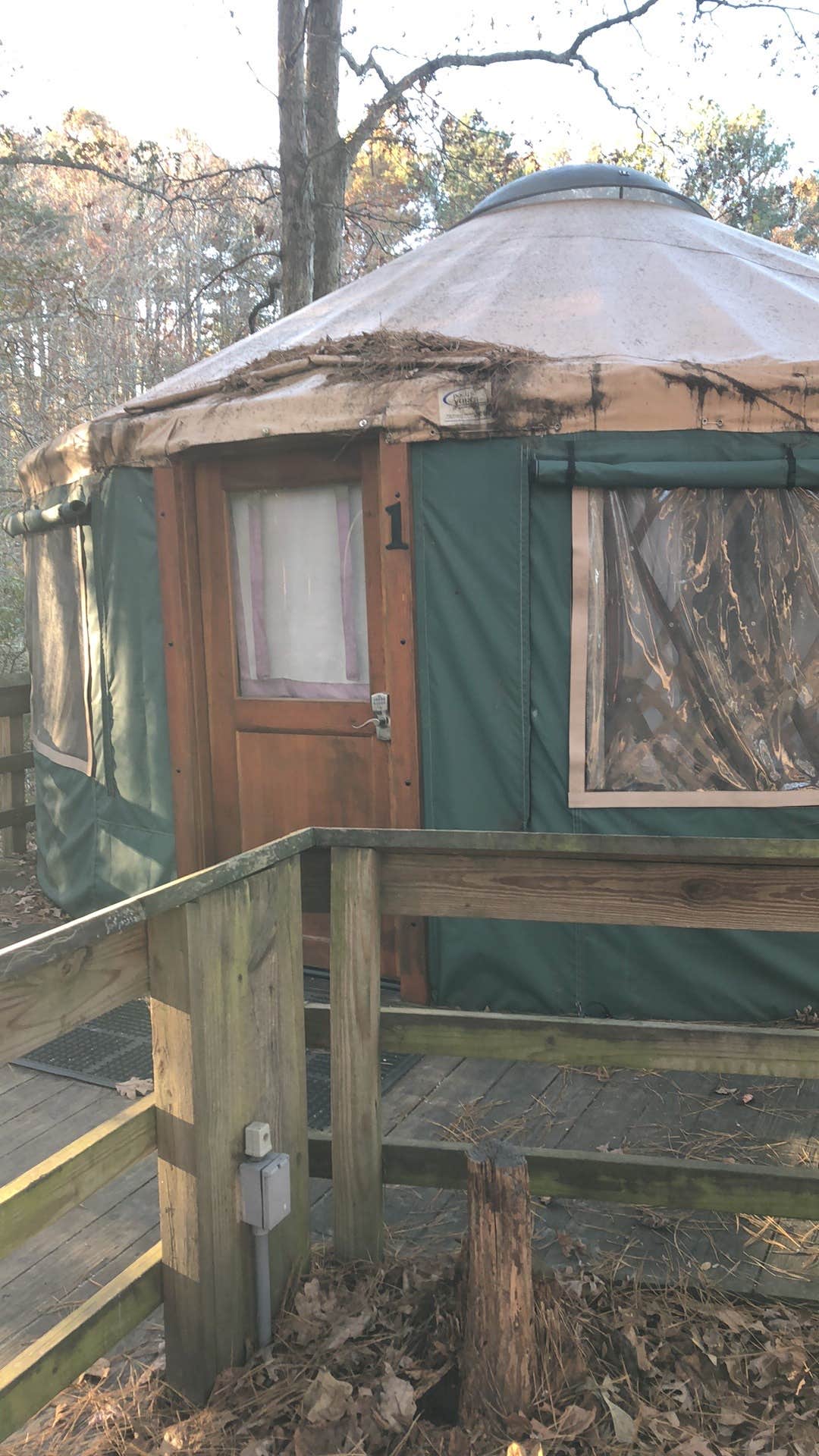 Janie S.'s photo of glamping accommodations at Fort Yargo State Park Campground near Oakwood, GA
