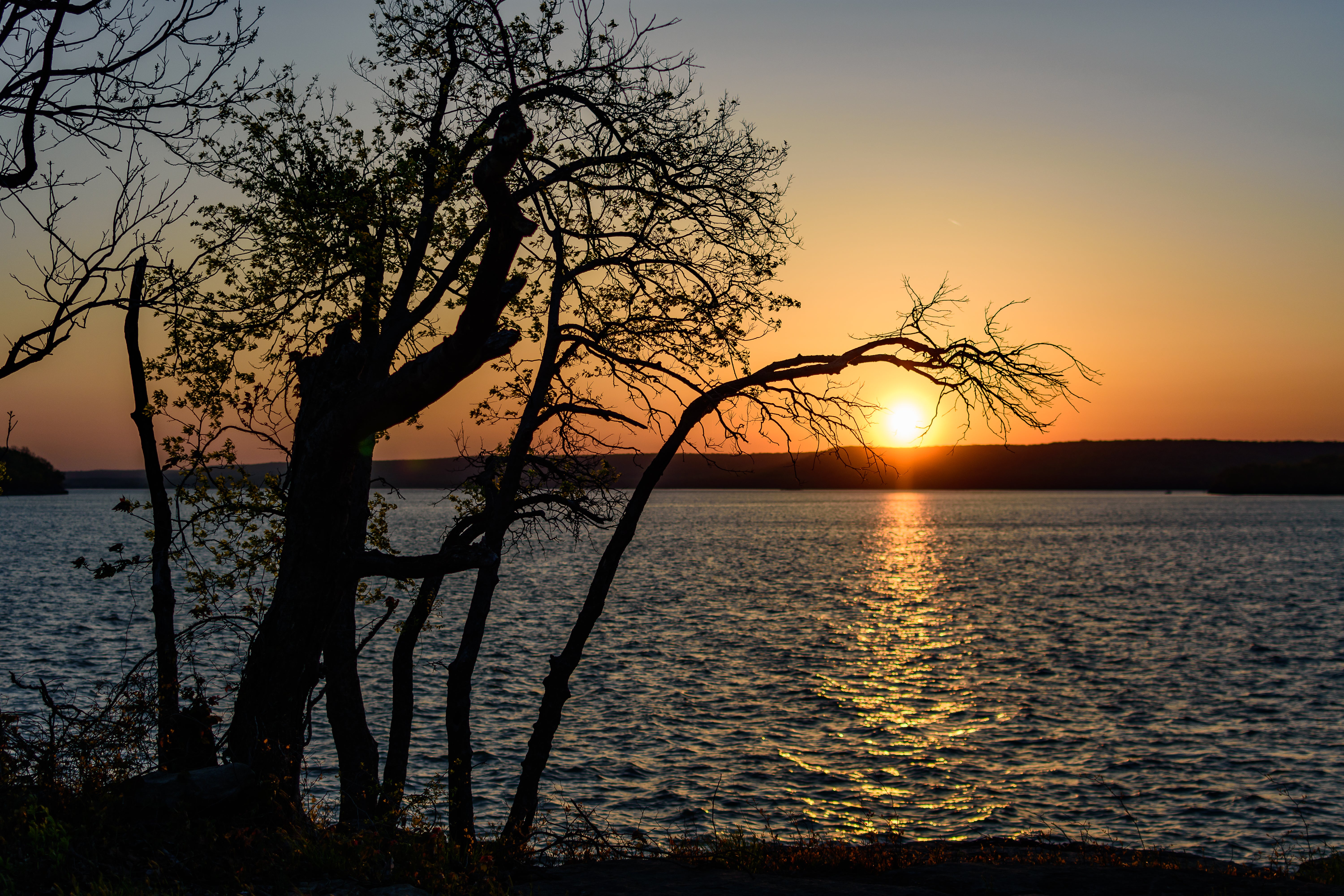 Sunrise, Fort Gibson Lake.  View from the far east side of Rocky Point.