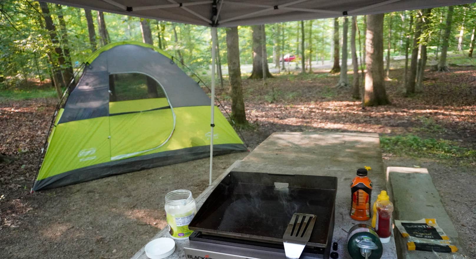 Tent Camping Setup at Mammoth Cave Campground in Mammoth Cave National Park