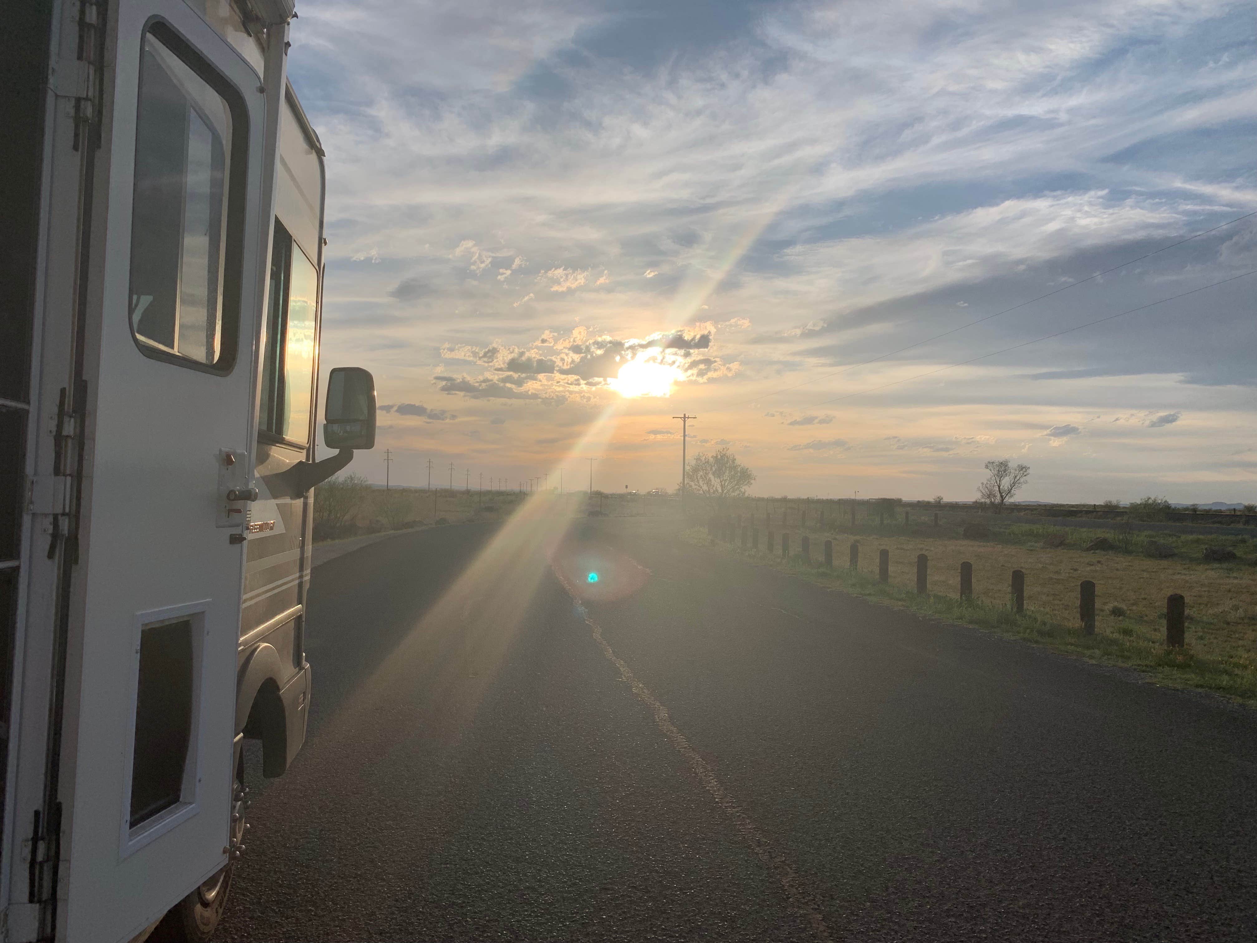 Bounding Around's photo of rv camping at Marfa Lights Viewpoint Rest Area near Fort Davis, TX