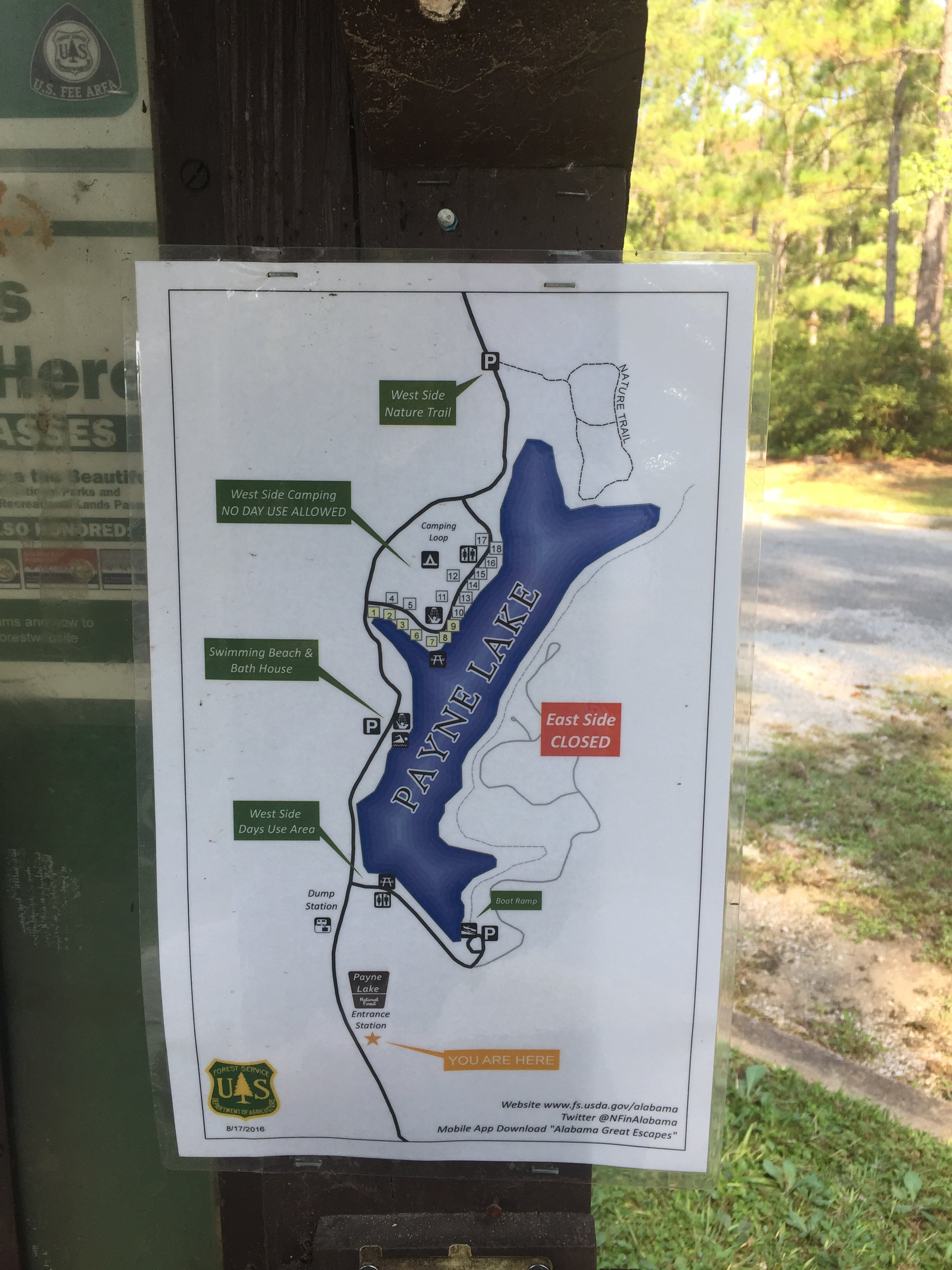 Campground map at front by the gate