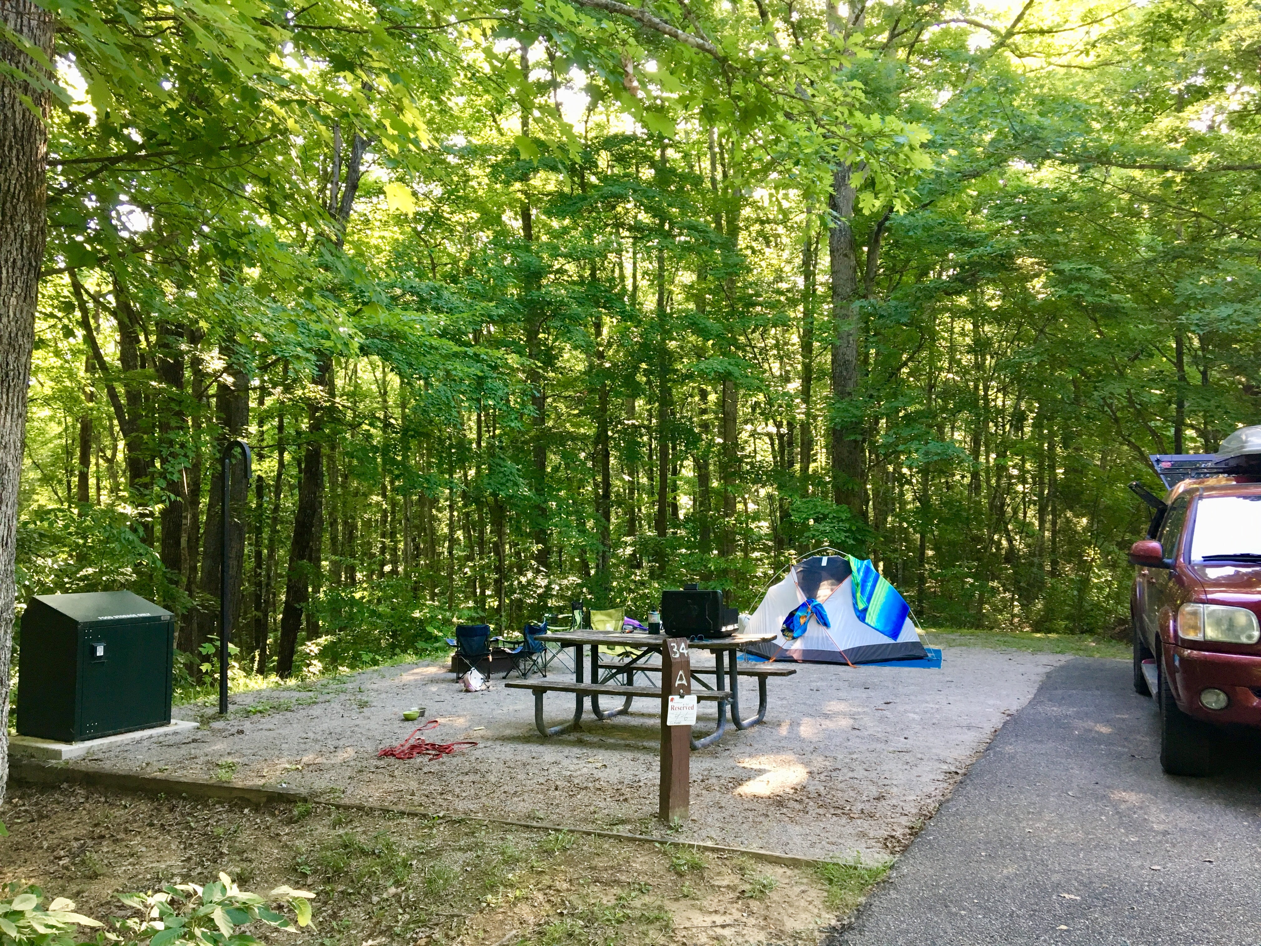 Site on the tent loop