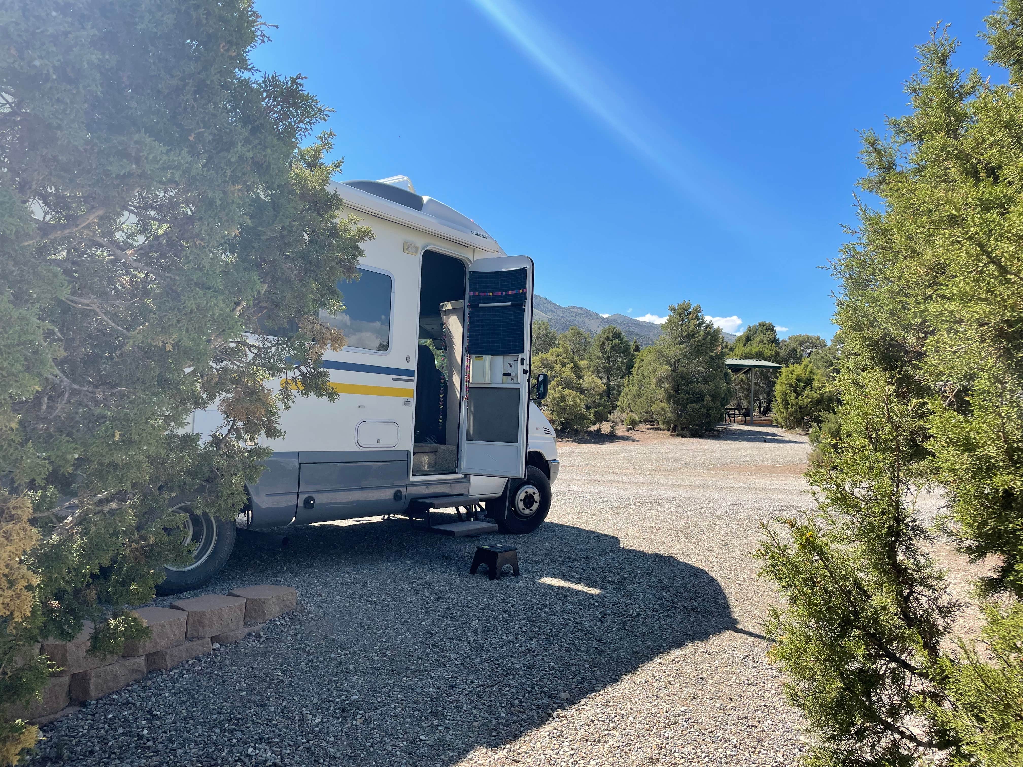 Amy A.'s photo of rv camping at Willow Creek — Ward Charcoal Ovens State Historic Park near Lund, NV