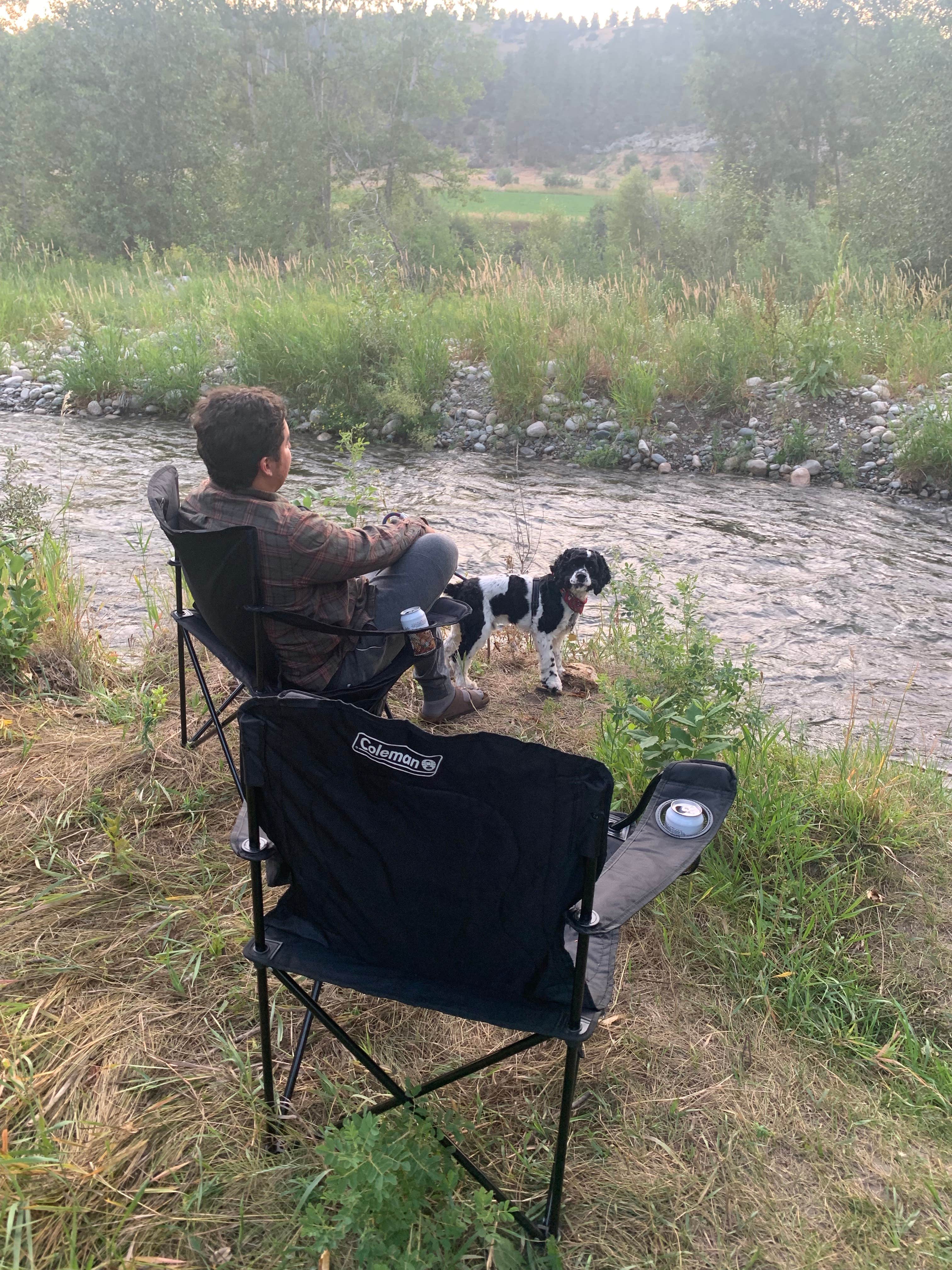 Taylor T.'s photo of camping with pets at Swinging Bridge Fishing Access Site - TEMPORARILY CLOSED near Greycliff, MT