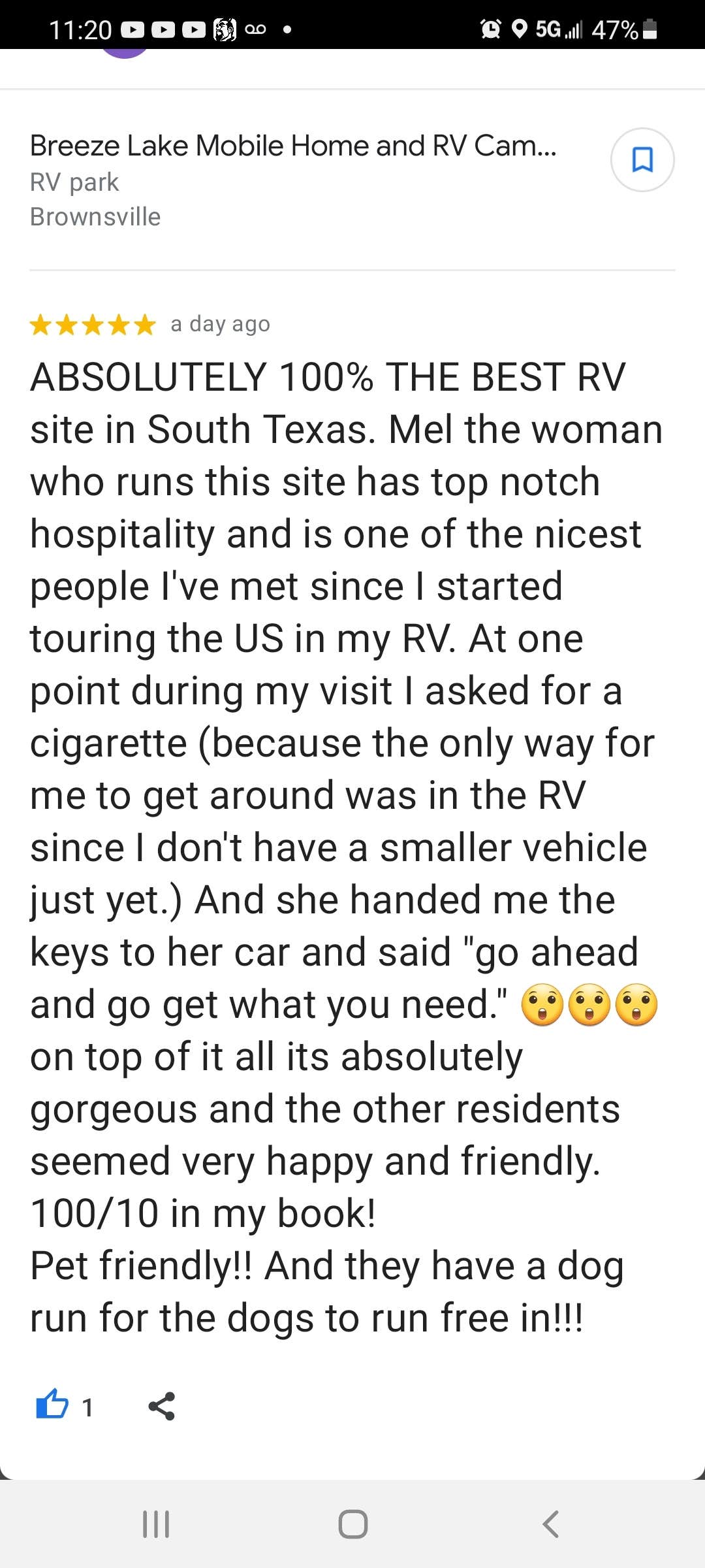 Camper-submitted photo at Brownsville Texas Mobile Home and RV Resort near Harlingen, TX