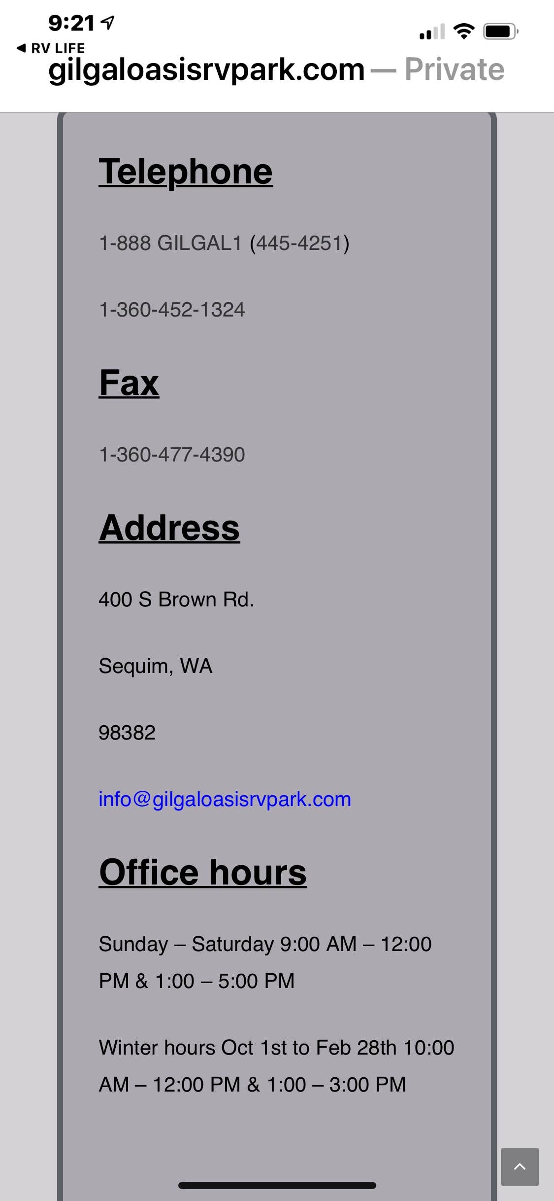 Camper-submitted photo at Gilgal Oasis RV Park near Olympic National Park