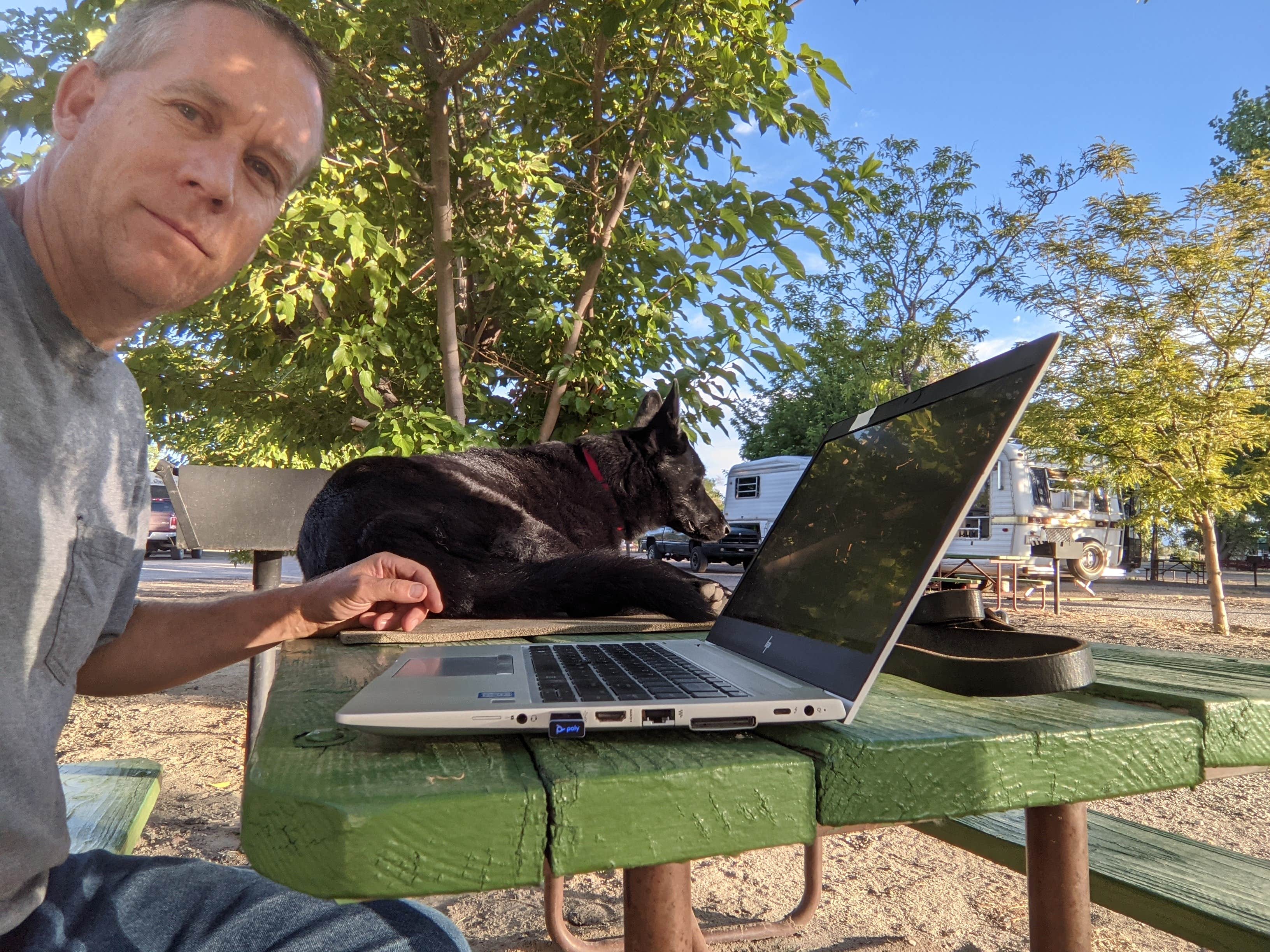 Desert J.'s photo of camping with pets at Shady Acres RV Park near Green River, UT