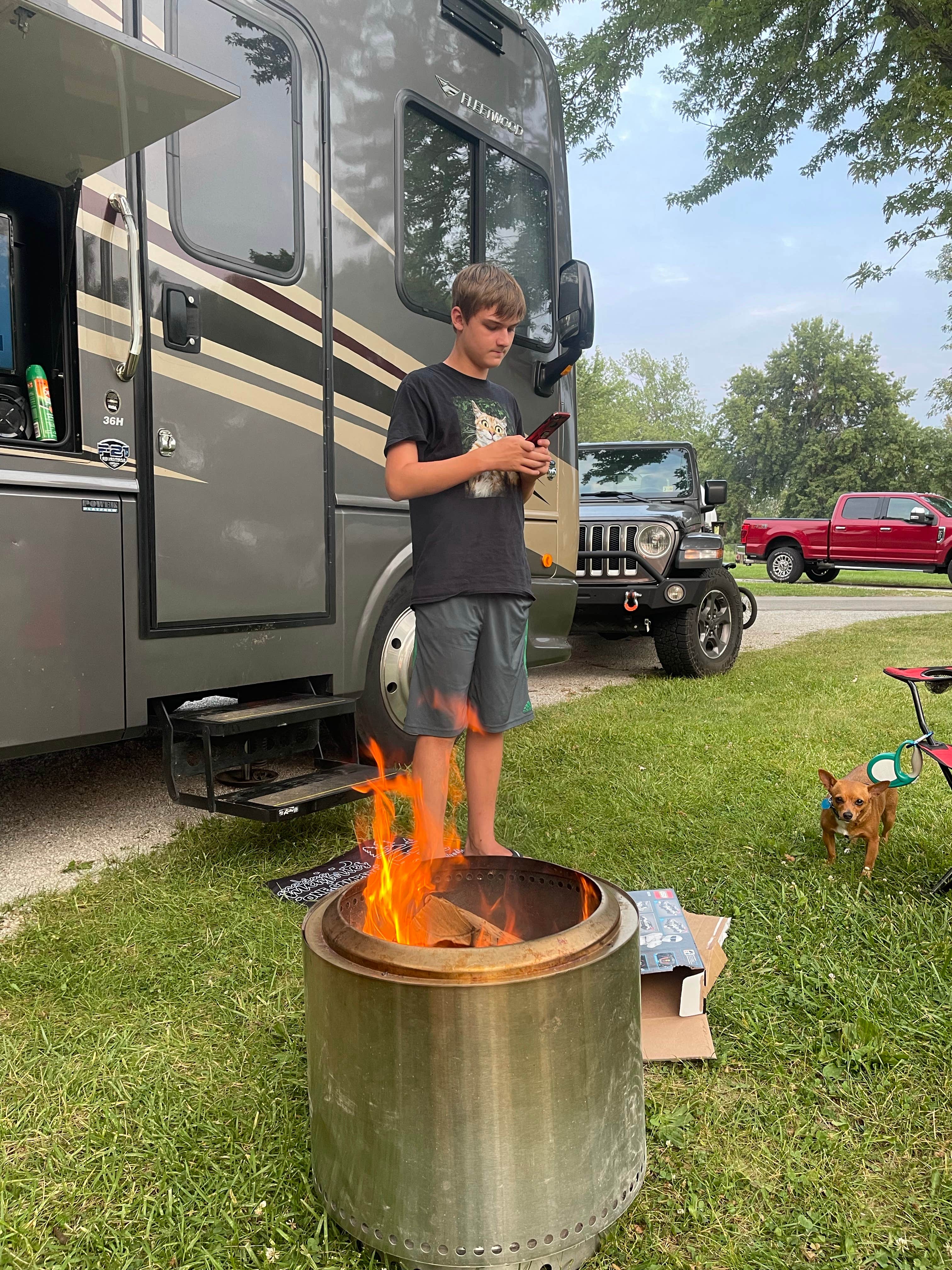 RebootingU S.'s photo of camping with pets at Sangchris Lake State Park Campground near Taylorville, IL