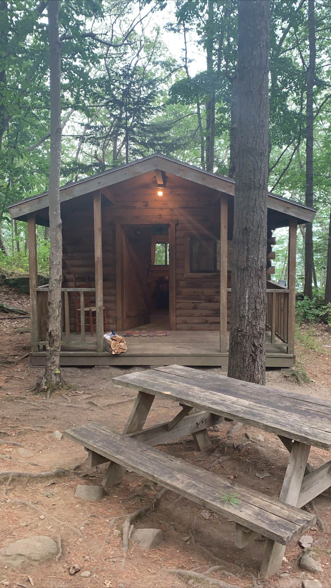 chelsea's photo of a cabin at Meguniticook by the Sea Campground near Sidney, ME