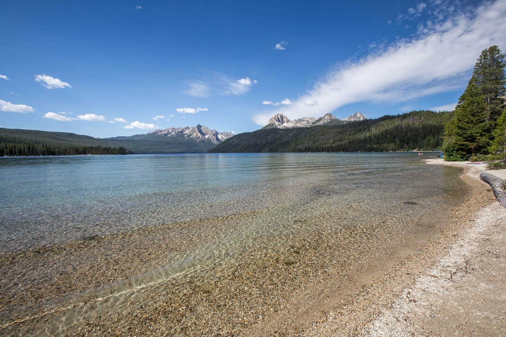 Tote Bag of Sandy beach on Redfish Lake in a valley north of Sun
