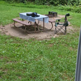Site had a table, fire pit and grill