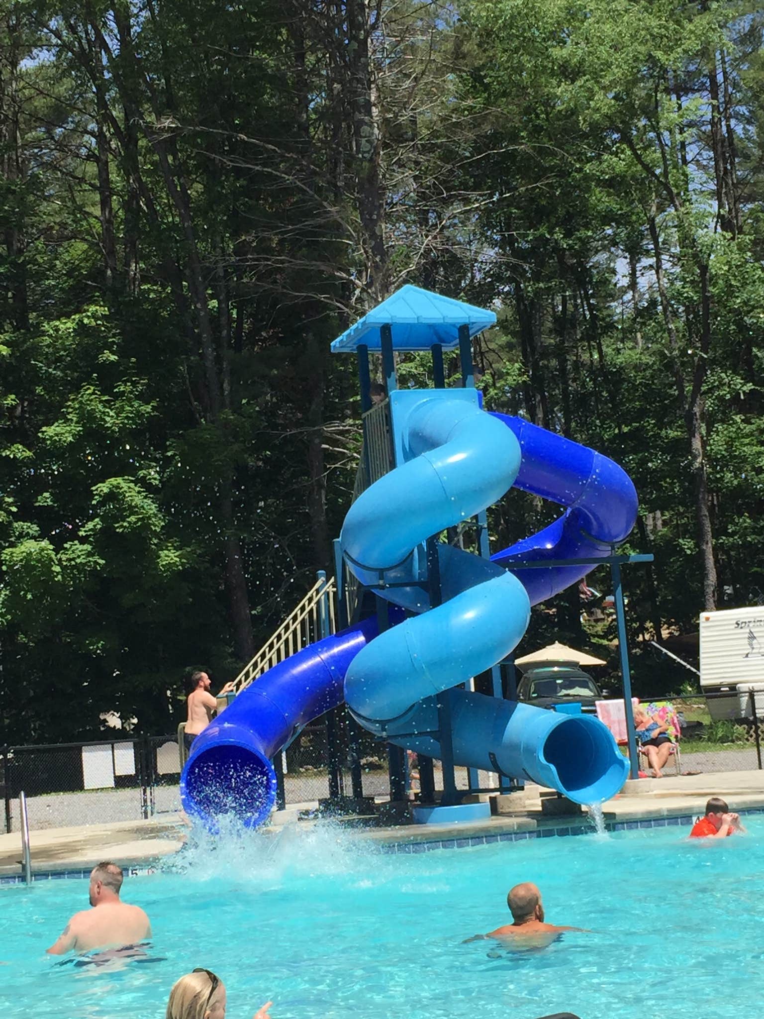 Water slide pool area