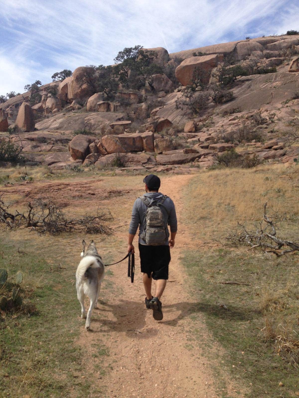 Matt V.'s photo of camping with pets at Moss Lake Area — Enchanted Rock State Natural Area near Kingsland, TX