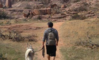 Matt V.'s photo of camping with pets at Moss Lake Area — Enchanted Rock State Natural Area near Fredericksburg, TX