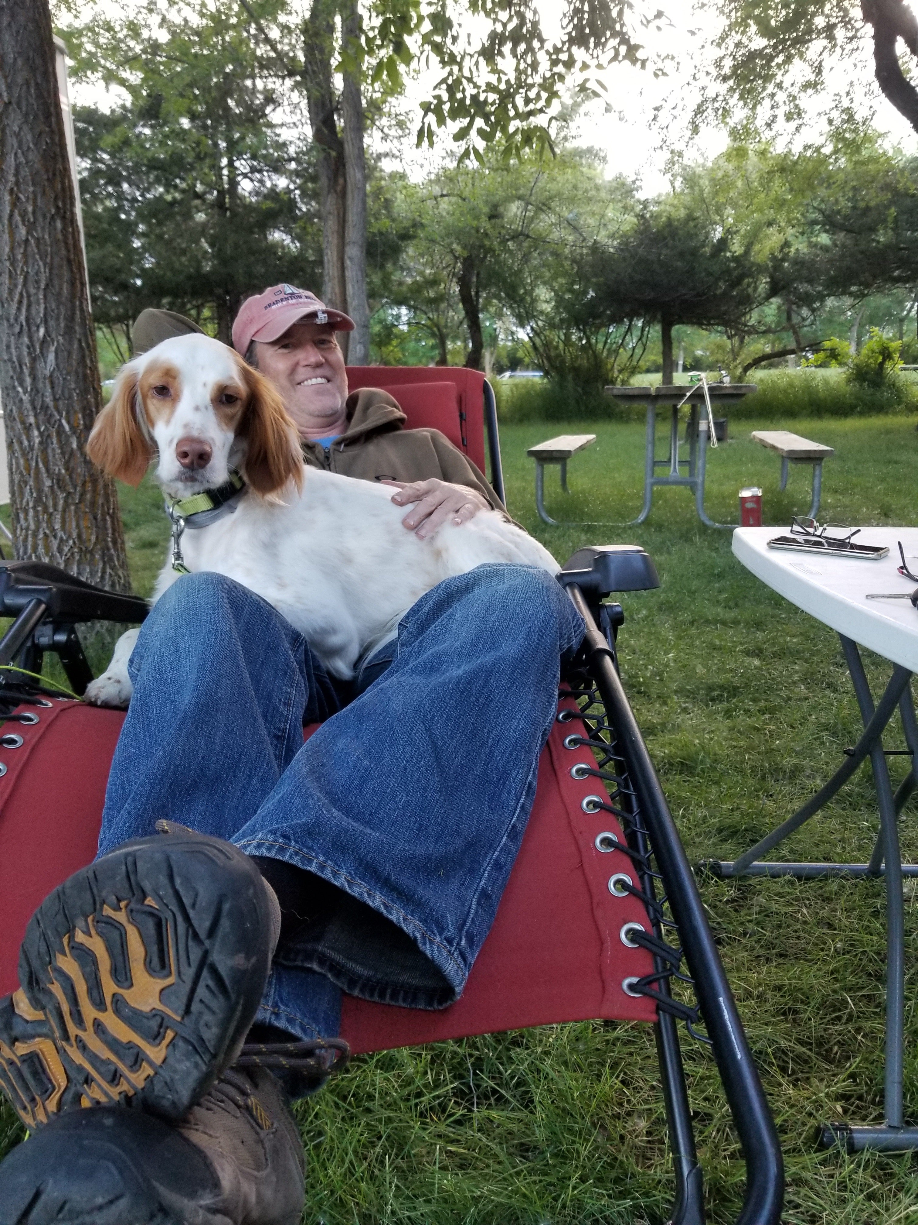 Relaxing at the campsite after trout fishing in Spearfish Canyon.