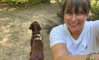 Cheryl B.'s photo of camping with pets at Lorraine Park Campground — Harold Parker State Forest near Rockport, MA