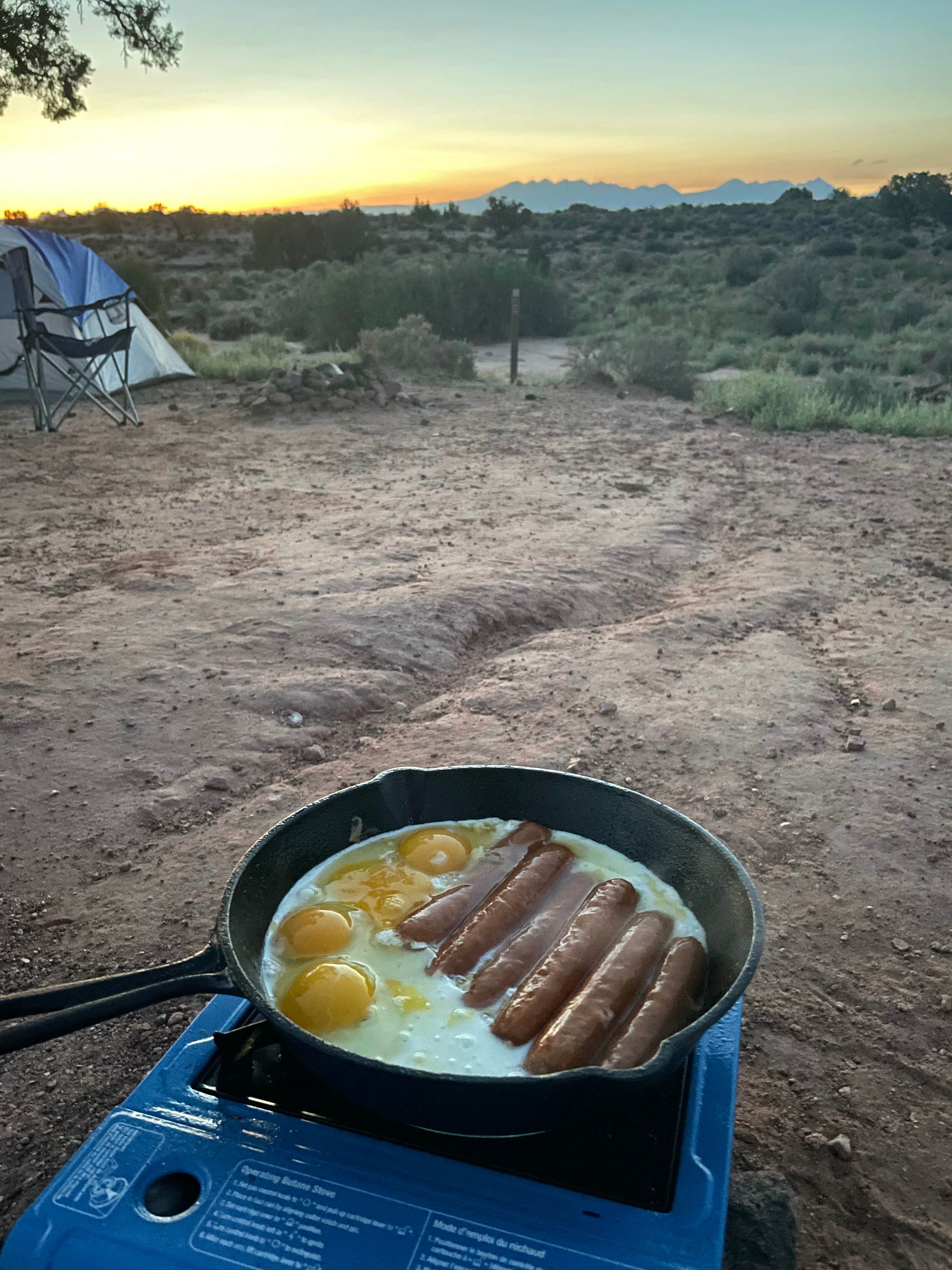 Destiny and Brandon M.'s photo of camping with pets at Utahraptor State Park Campground near Arches National Park