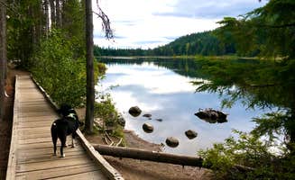 Ellen W.'s photo of camping with pets at Trillium Lake near Mt. Hood National Forest