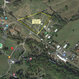 Satellite image of property, camping area outlined.