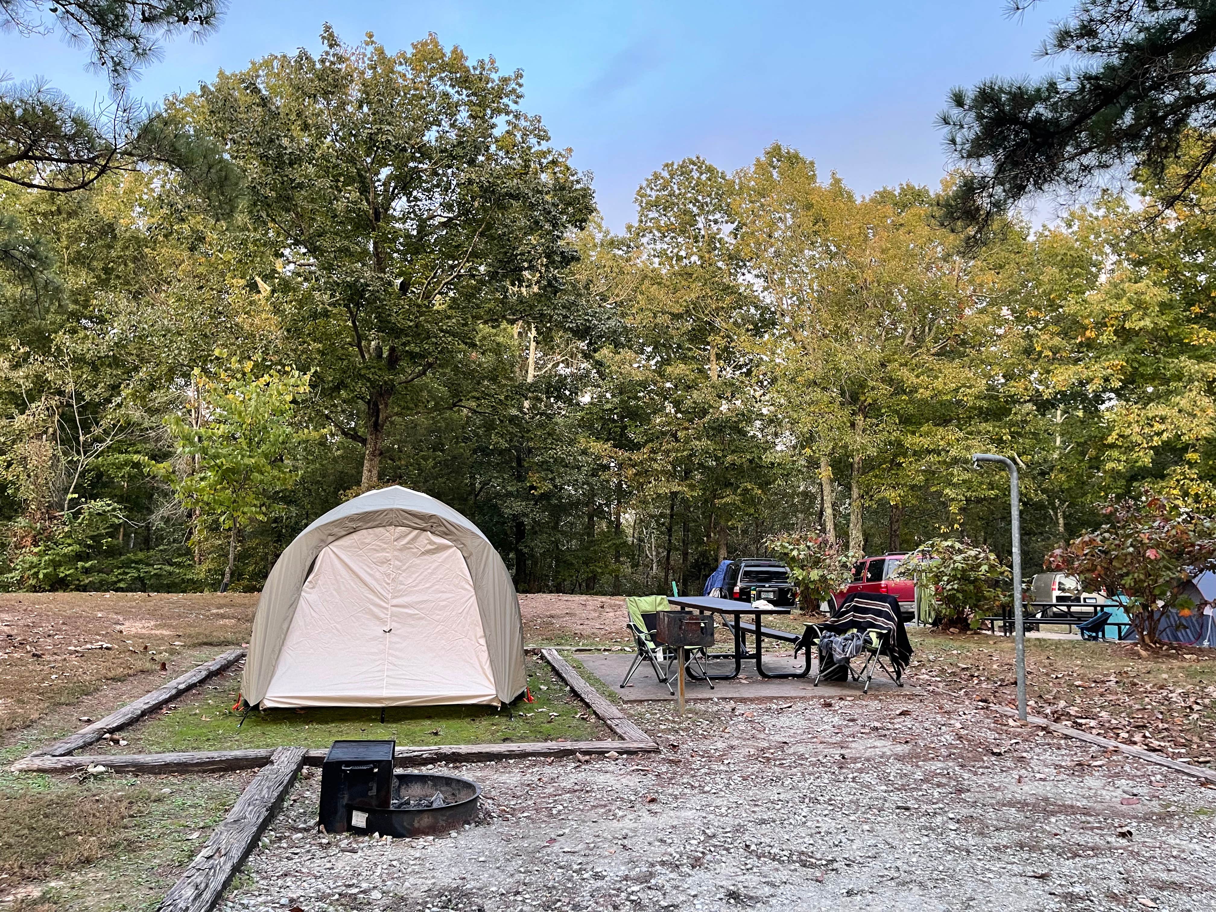 Steve G.'s photo of tent camping at Spring Creek Primitive Campground — Mousetail Landing State Park near Duck River, TN