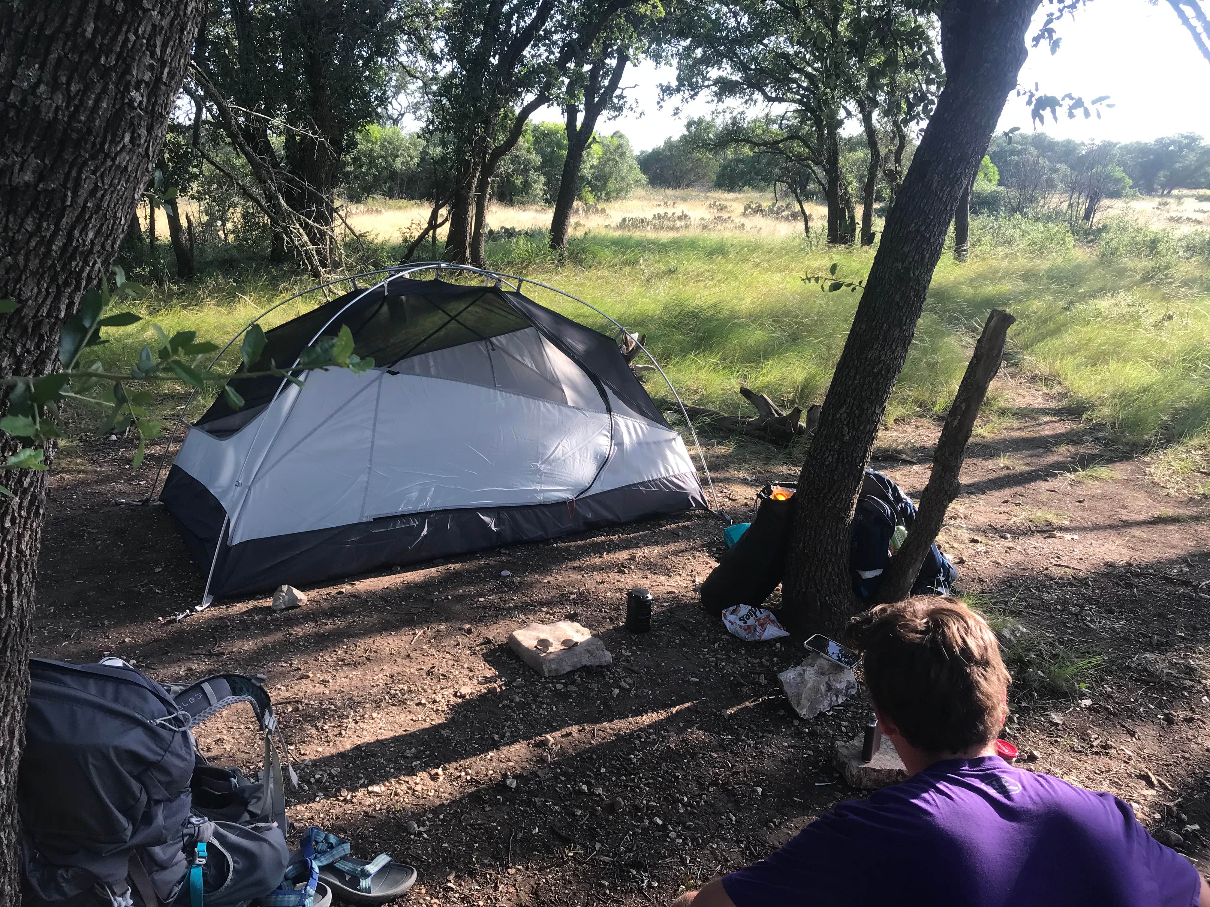 lauren B.'s photo of tent camping at Windmill Backback Area — Colorado Bend State Park near Copperas Cove, TX