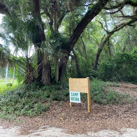 Just look at all this amazing Spanish moss dripping from this old trees!  Be on the look out for the Camp Wewa signs (seen here) otherwise you'll miss this place