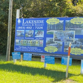 You'll find Lakeside Marine & Resort with this lone sign off Old Highway Number 6