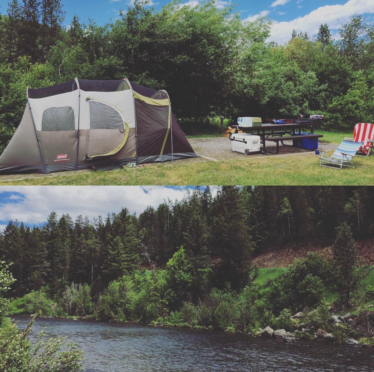 Campsite right on the river 