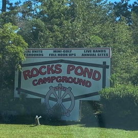 You'll come across Blount's Landing which doesn't have its own sign, so be on the lookout for this sign - Rocks Pond Campground, which is located just after Blount's Landing.