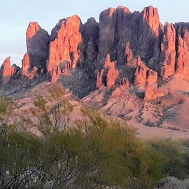 our view of the Superstition Mountains at sundown