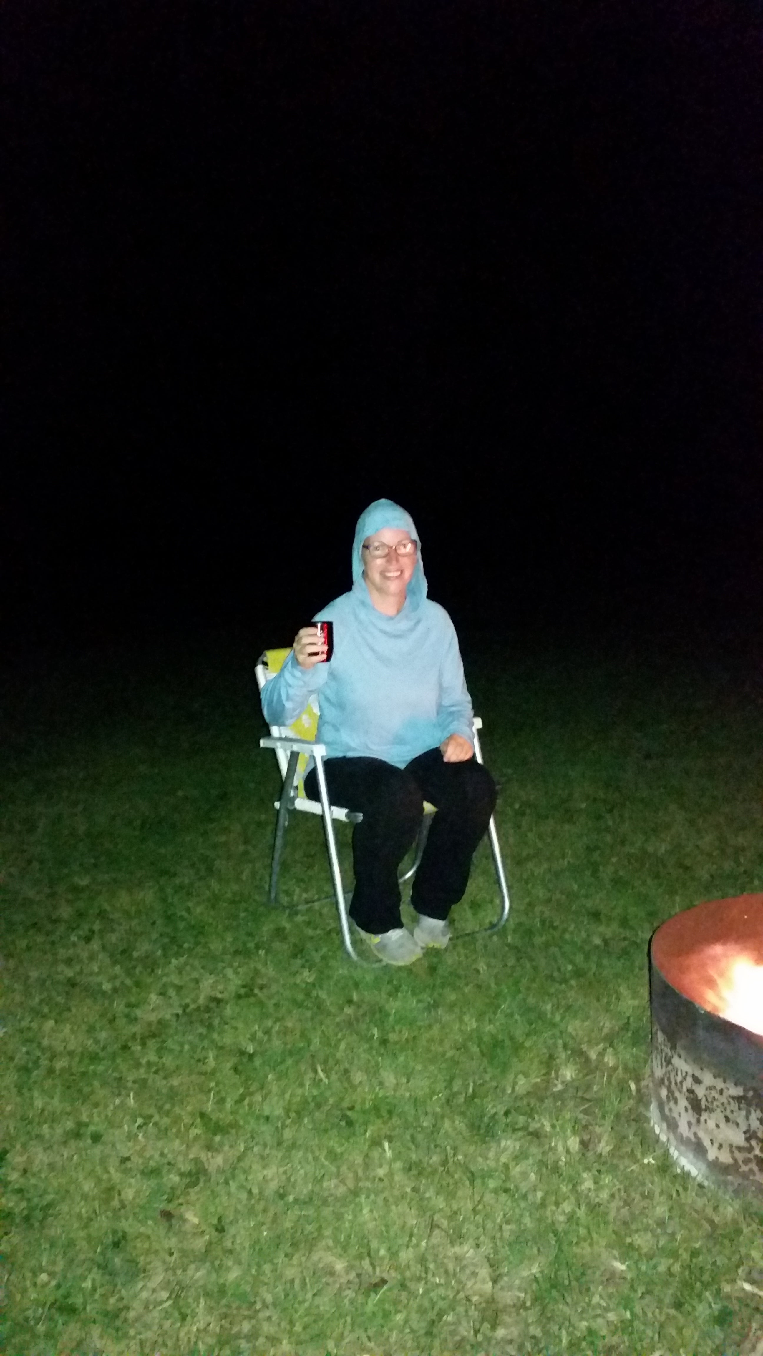 Night shot of me with swrve hoodie keeping me relatively "mosquito free"...