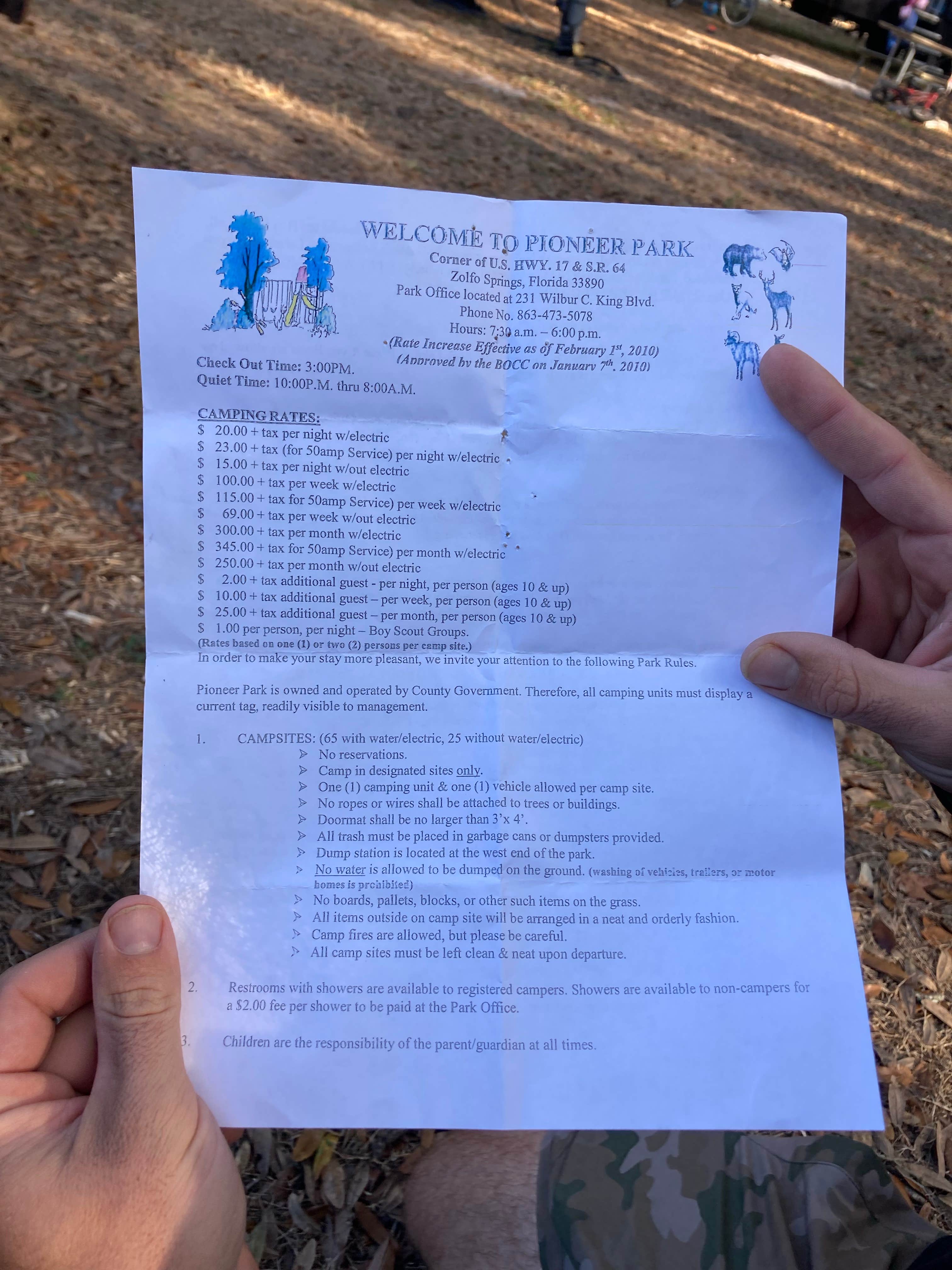 Pioneer Park Camping Zolfo Springs, FL