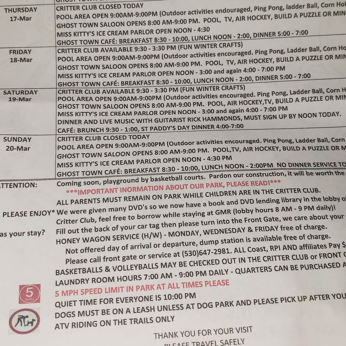 Ghost Mountain RV Campground Pollock Pines, CA