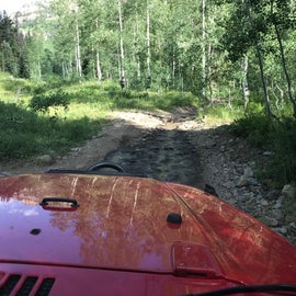 Part of the dirt road to get to the trail head.  Higher clearance vehicles are highly recommended (or just don't drive a lowered vehicle as you won't enjoy the drive out there),