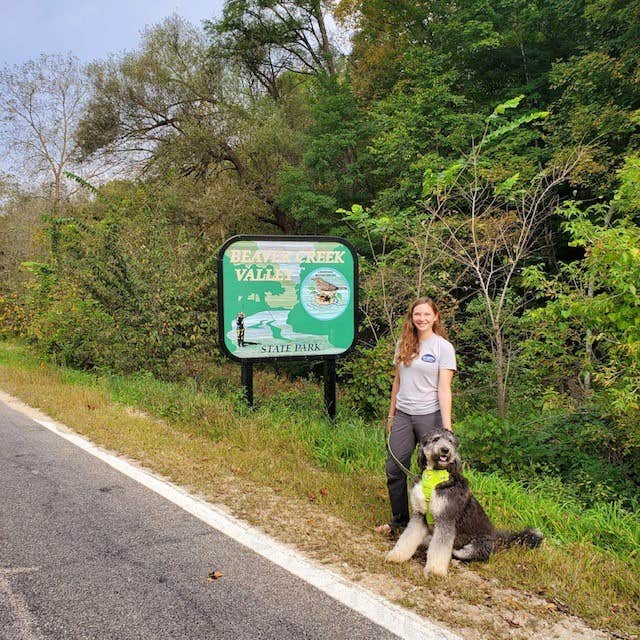 anne K.'s photo of camping with pets at Beaver Creek Valley State Park Campground near Lansing, IA