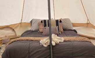 Riley S.'s photo of glamping accommodations at Oasis in the woods by the family tree near Bainbridge, NY