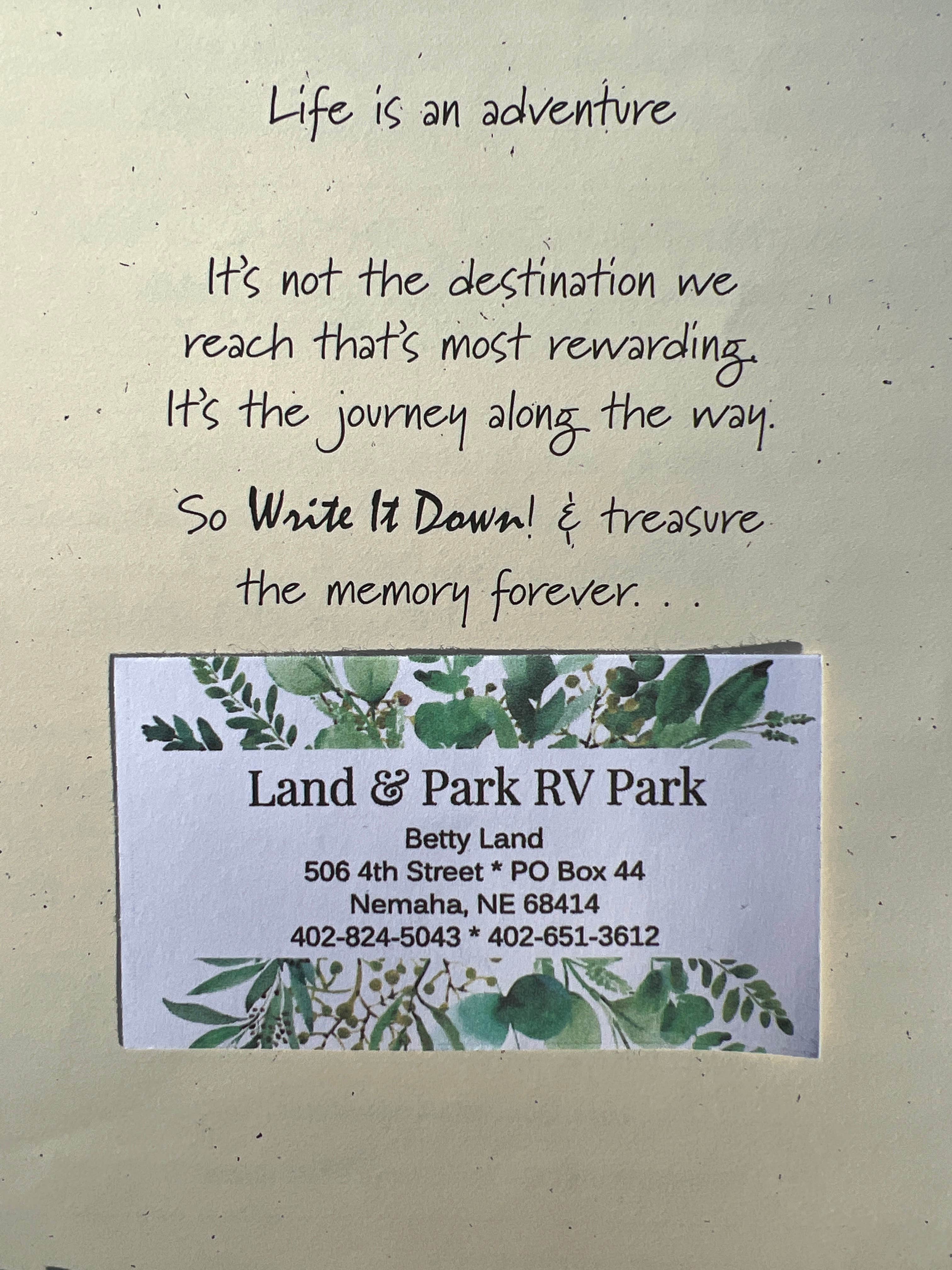 Camper-submitted photo at Land-N-Park RV Park near Shubert, NE